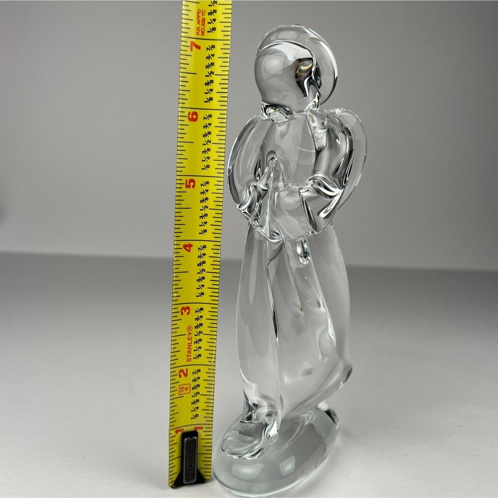 Vintage Toscany 7" Lead Crystal Angel Statue Art Deco Praying Halo Heavy Solid - Picture 6 of 9
